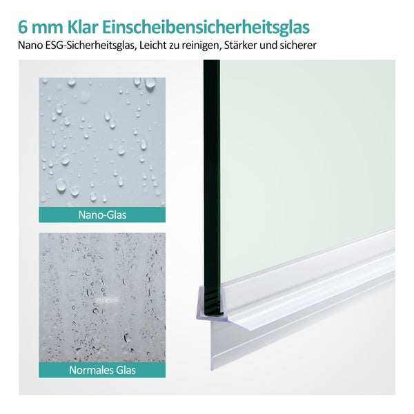 EMKE Eckdusche Duschkabine Eckeinstieg höhe 195cm Duschwand, BxT: 75x100 cm, Duschabtrennung 6mm ESG Nano Glas Hebe-Senk Mechanismus Falttür Chrom