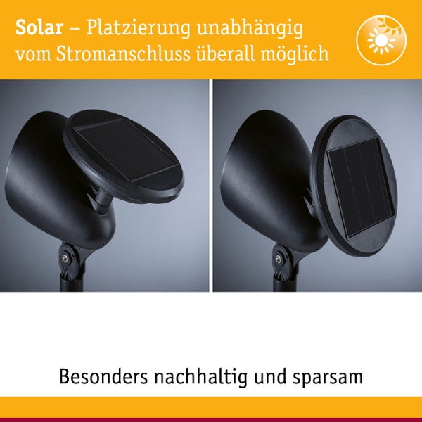 Solar LED Spot Solena IP44 3000K 2lm Schwarz