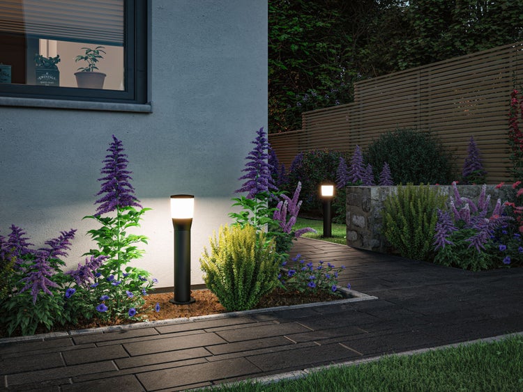 LED Pollerleuchte Bako seewasserresistent IP44 500mm max. 20W 230V Anthrazit E14 Aluminium, Glas