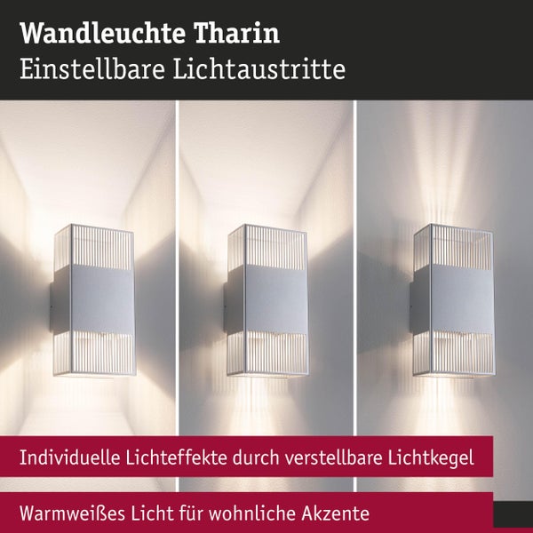 Wandleuchte Tharin mit einstellbaren Lichtaustritten für individuelle Lichteffekte