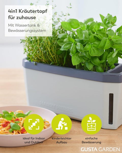 4 in 1 Kräutertopf mit Bewässerungssystem für den Innen- und Außenbereich