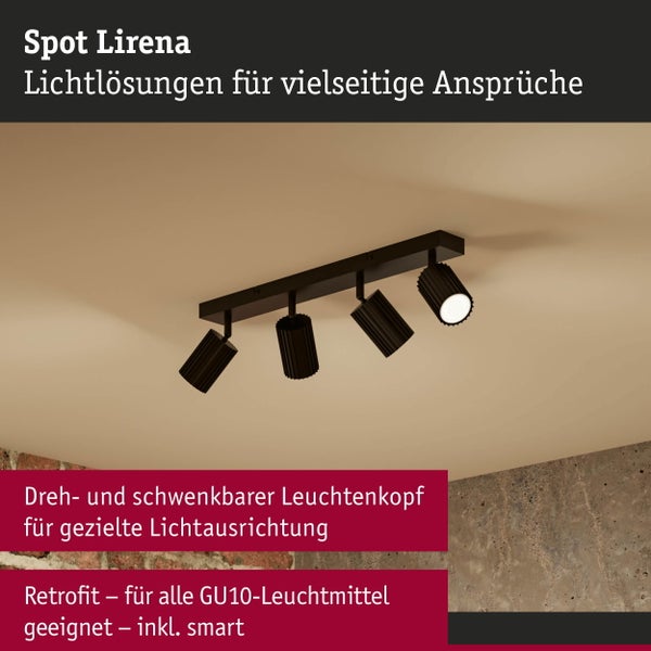 Deckenleuchte mit vier dreh- und schwenkbaren Strahlern für GU10-Leuchtmittel