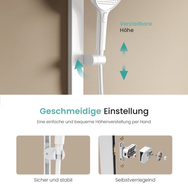 Brausestangenset mit einstellbarer Höhe und Details zu Stabilität und Selbstverriegelung