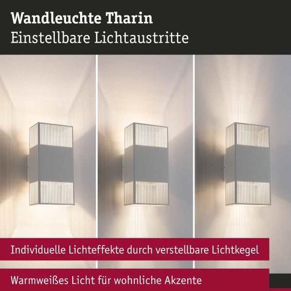 LED Wandleuchte Tharin IP44 3000K 120x104mm 2x3,7W Weiß