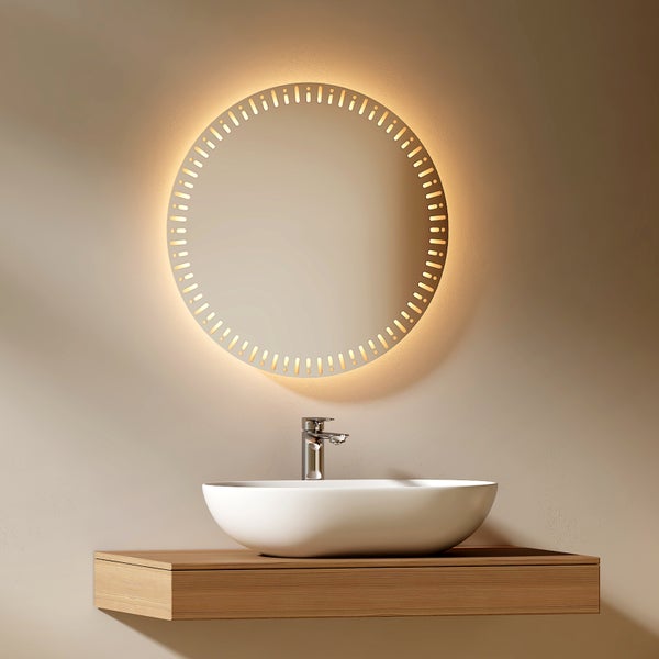 EMKE LED Badspiegel Ø60 cm, rundumlaufende LED-Hintergrundbeleuchtung, Touchschalter, 3 Farbtemperaturen, dimmbar, Antibeschlag, IP44, für Badezimmer