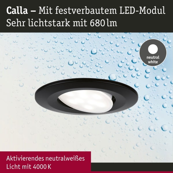 LED Einbauleuchte Calla Basisset schwenkbar IP65 rund 90mm 30° 10x6W 10x500lm 230V 4000K Schwarz matt