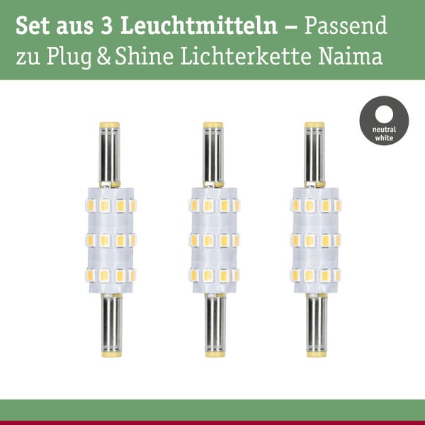 Set aus drei Leuchtmitteln passend zu Plug and Shine Lichterkette Naima