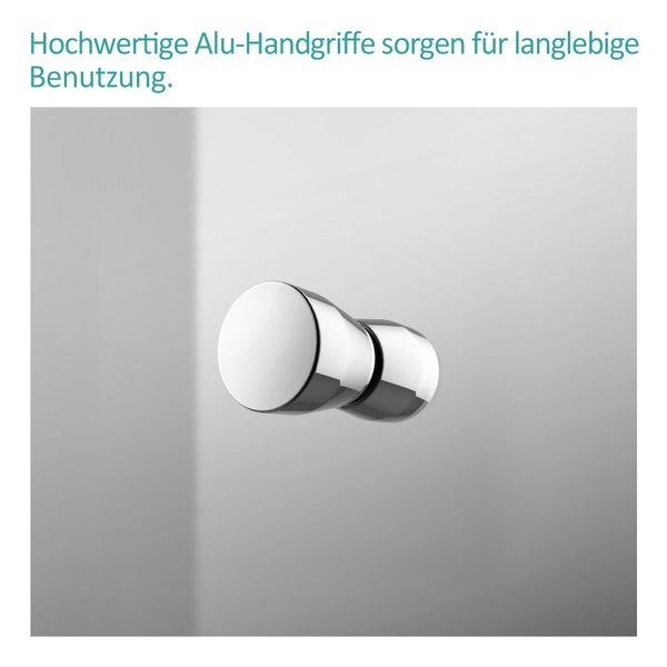 EMKE Eck-Duschkabine 75 x 75 cm mit Drehtür und Seitenwand – 6 mm ESG Sicherheitsglas, teilgerahmt, Pflegeleicht, 185 cm Höhe