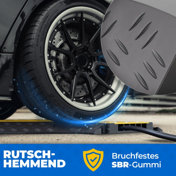 5 Kanal Ecke 45° Kabelbrücke mit Deckel überfahrbar Stolperschutz Rampe Brücke Protektor | 15 t Tragkraft | Gummi