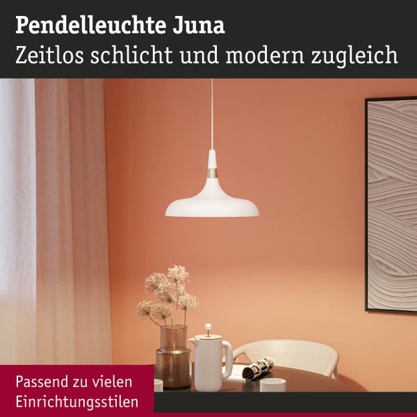 Pendelleuchte Juna E27 max. 20W Champagner, Weiß matt dimmbar Metall