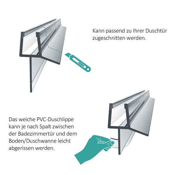 EMKE Ersatzdichtung Wasserabweiser Duschdichtung Schwallschutz Duschkabine Bad, 4-6mm Glas 600mm