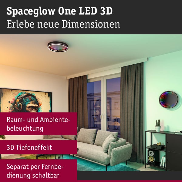 Wand-/Deckenleuchte Spaceglow One RGB+ 2000lm 230V 34,5W dimmbar Schwarz matt