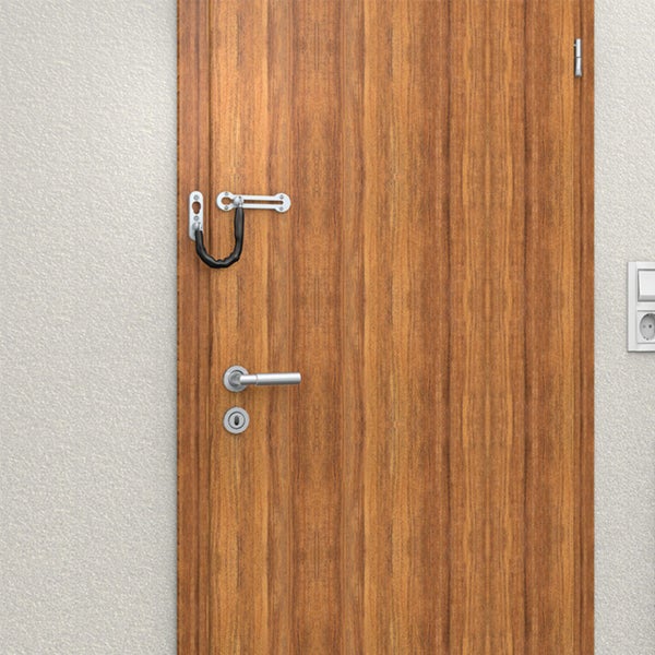 BASI Türkette TK 21 Silber Standard-Türkette mit Kratzschutz für Wohneingangstüren Gehärtete Türkette Länge 185 mm