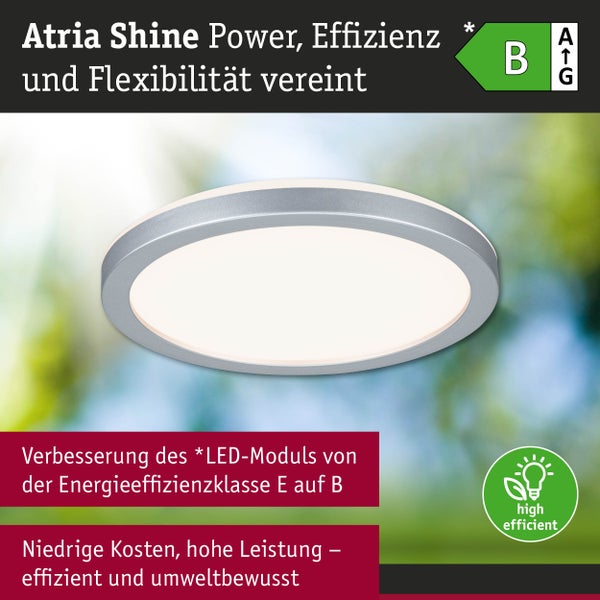 LED Panel Atria Shine IP44 rund 190mm 7,6W 1100lm 3000 - 6500K Chrom matt