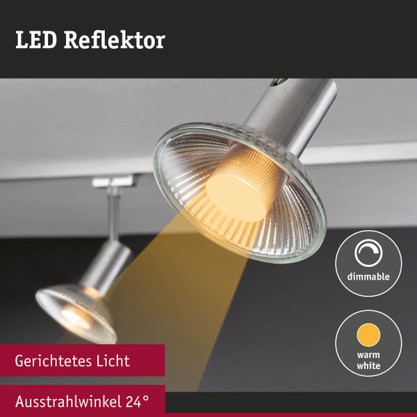 Set Standard 230V LED Reflektor QPAR111 GU10 3x425lm 3x6,5W 2700K dimmbar Silber