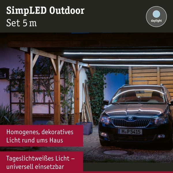 SimpLED LED Strip Outdoor Komplettset 5m beschichtet IP65 20W 420lm/m 40 LEDs/m 6500K 24VA