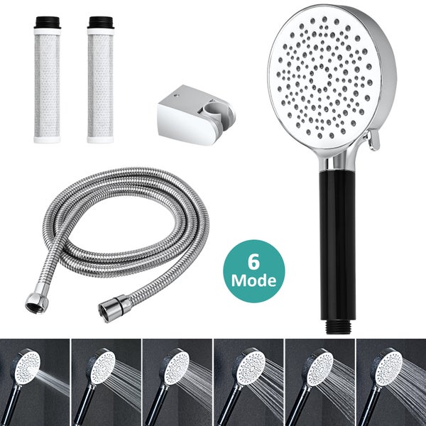 EMKE Duschkopf mit 6 Strahlarten – Regendusche Handbrause, Chrom, Universelle G1/2 Schnittstelle, Hochdruck Wassersparend, Anti-Kalk-Funktion für Badezimmer