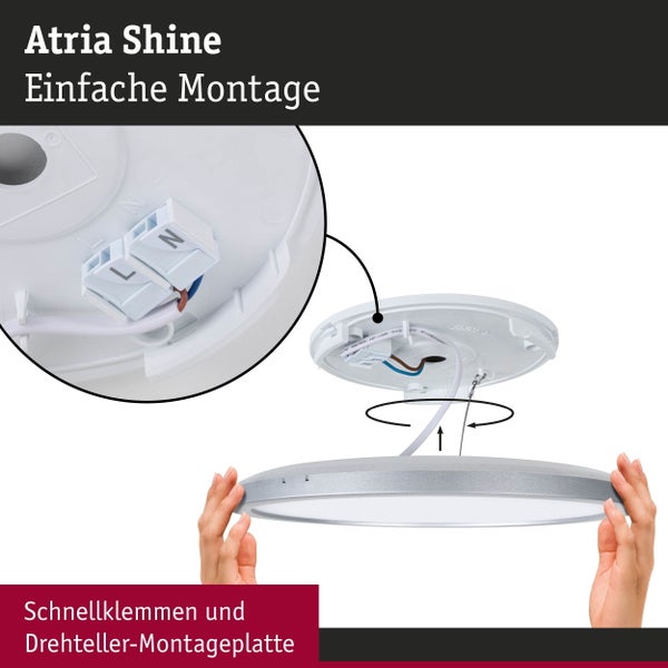 LED Panel Atria Shine Backlight IP44 rund 190mm 11,2W 850lm 4000K Holzoptik