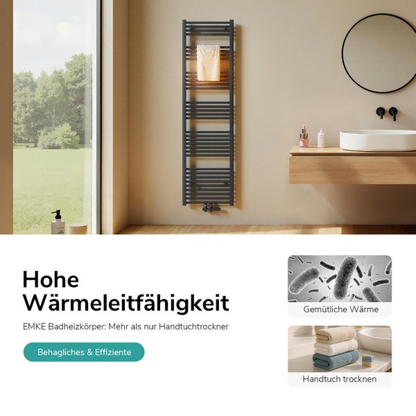 Badezimmer mit Handtuchheizkörper und Waschtisch