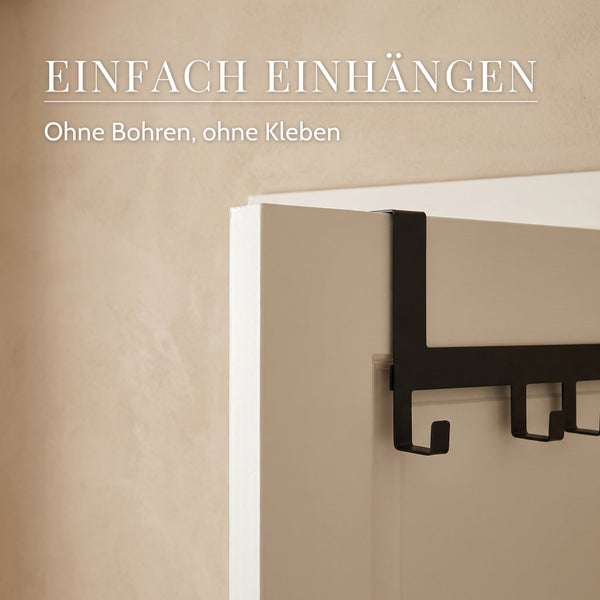 Türgarderobe zum Einhängen ohne Bohren oder Kleben für die Türfalz