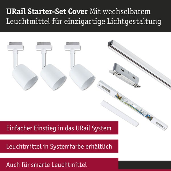 URail Schienenspot Cover Starterset GU10 max. 10W dimmbar 230V Signalweiß