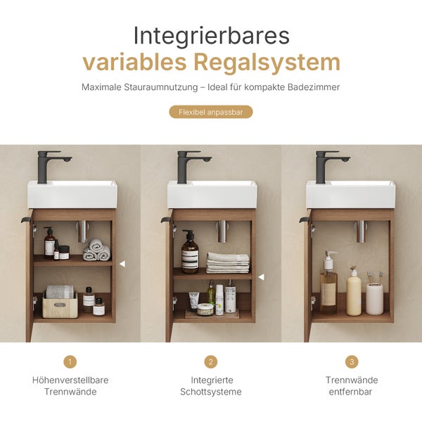 Waschtischunterschrank mit variablem Regalsystem für Badezimmer