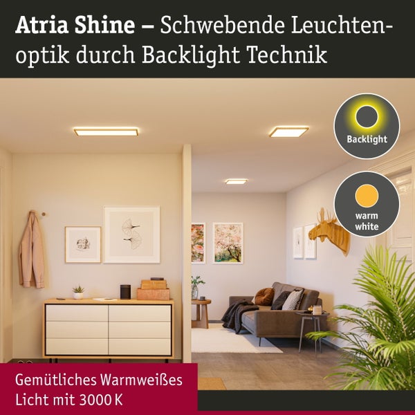 LED Panel Atria Shine Backlight IP44 eckig 580x200mm 22W 2300lm 3000K Holzoptik
