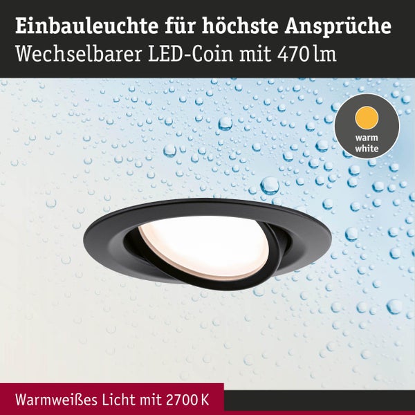 Deckeneinbauleuchte mit wechselbarem LED-Coin und 470 Lumen