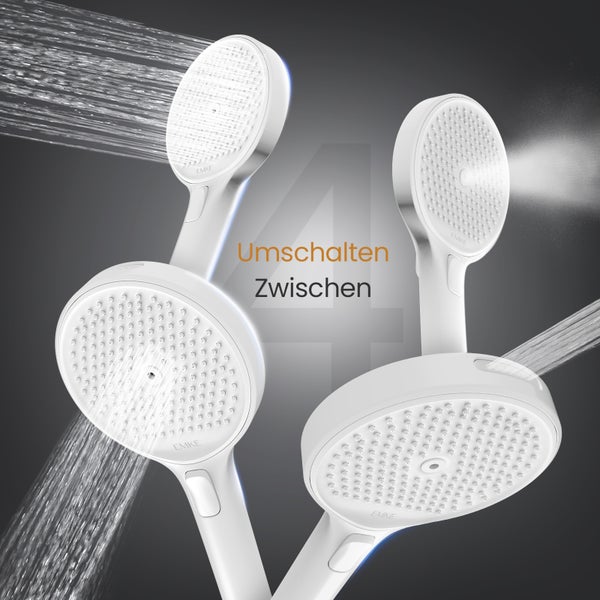 EMKE Duschsystem Duschsystem mit Thermostat Duschset mit 40cm Thermostatische Platte, 4 Strahlart(en), Brausestange, Handbrause, Regendusche, Wasserauslass,Weiß