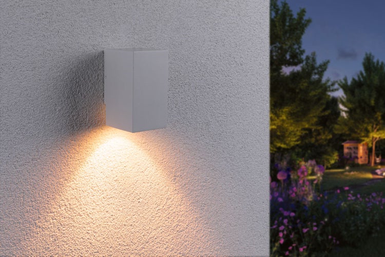 LED Wandleuchte Flame insektenfreundlich IP44 eckig 58x103mm 2200K 4W 265lm 230V 75° Weiß Metall