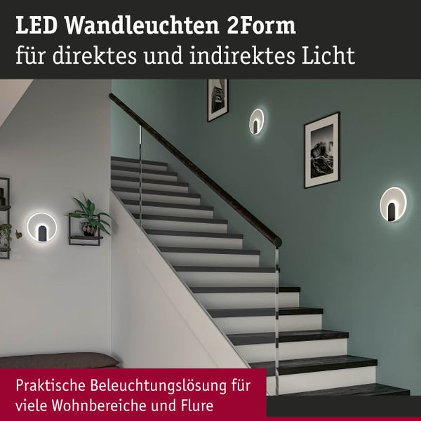 LED Wandleuchte 2Form 4000K 1160lm / 430lm 230V 9W / 3,5W Weiß, Schwarz