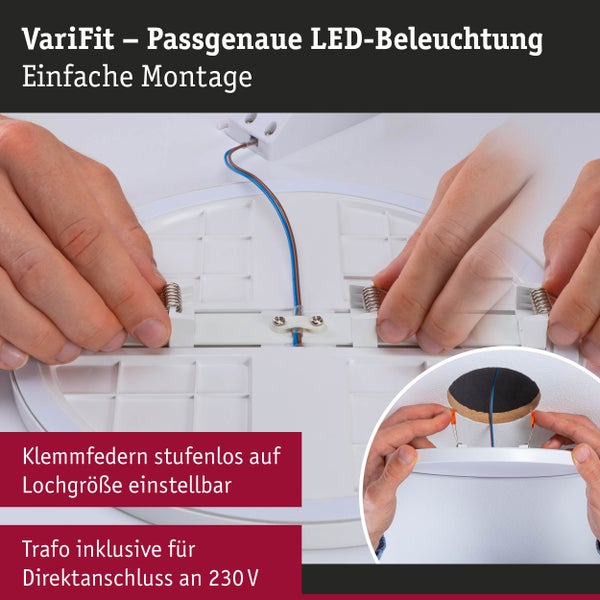 VariFit LED Einbaupanel Areo IP44 rund 118mm 6,5W 550lm 3000K Chrom matt