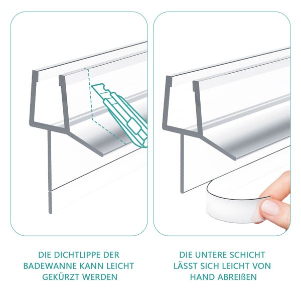 EMKE Ersatzdichtung Dichtkeder Für 4-6mm Glasdicke Wasserabweiser 800mm Duschdichtung Duschkabine Mit Abreißbare Dichtungslippe