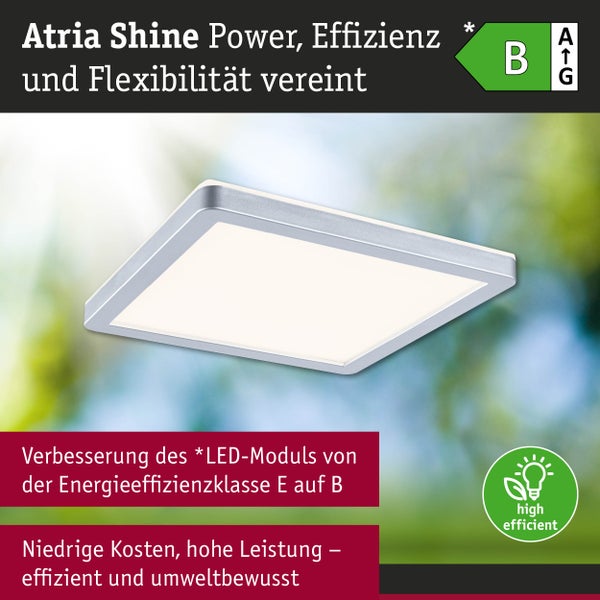 LED Panel Atria Shine IP44 eckig 190x190mm 8W 1160lm 3000 - 6500K Chrom matt