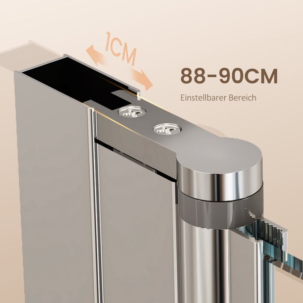 EMKE Duschkabine 100x100cm Duschabtrennung 6mm ESG klares Sicherheitsglas Falttür Duschtür mit Seitenwand Höhe: 195cm