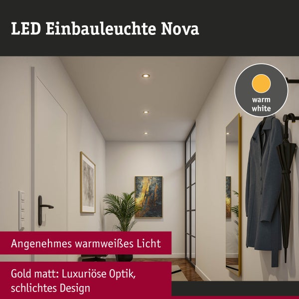 LED Einbauleuchte Nova Coin 3er-Set rund 84mm 50° Coin 3x6W 3x470lm 230V 2700K Gold matt