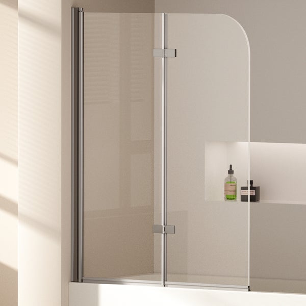 EMKE Badewannenaufsatz 2-teilig 110 x 140 cm – Duschwand für Badewanne, faltbar, mit Nano-Beschichtung zur einfachen Reinigung, 6mm ESG Glas