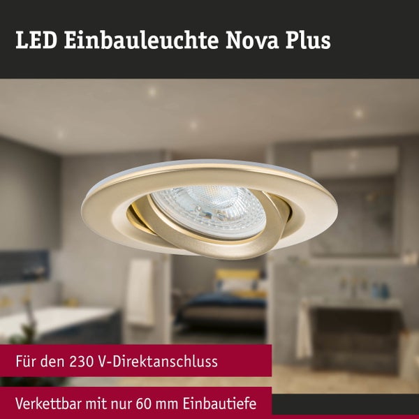 Einbauleuchte Nova Plus IP65 rund 93mm 30° GU5,3 / GU10 max. 35W 230/12V dimmbar Gold matt