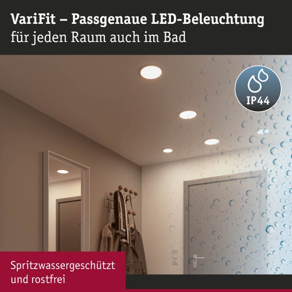 VariFit LED Einbaupanel Areo IP44 rund 118mm 6,5W 500lm 4000K Chrom matt