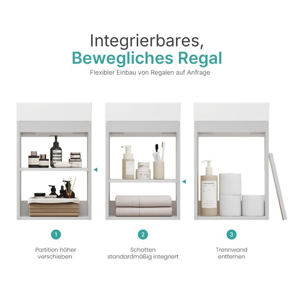 EMKE Waschtisch-Set 41,7 × 24 × 64,6 cm (B×T×H), mit Soft-Close-Funktion, Ablageboden, reversibel, Weiß, für Badezimmer