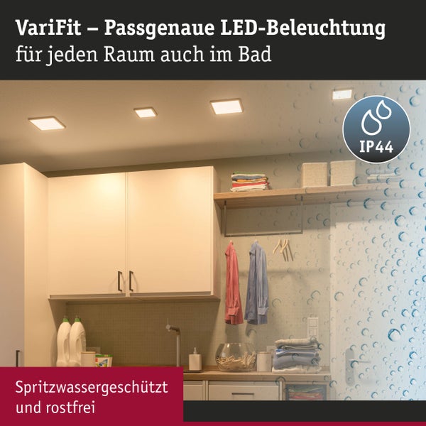 VariFit LED Einbaupanel Dim to Warm Areo IP44 eckig 175x175mm 13W 1200lm 3000K Weiß