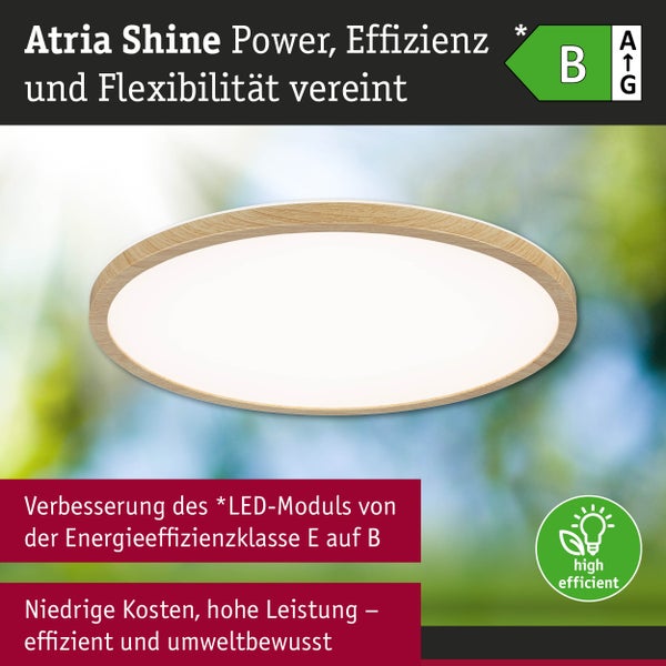LED Panel Atria Shine IP44 rund 398mm 20,8W 2800lm White Switch Holzoptik