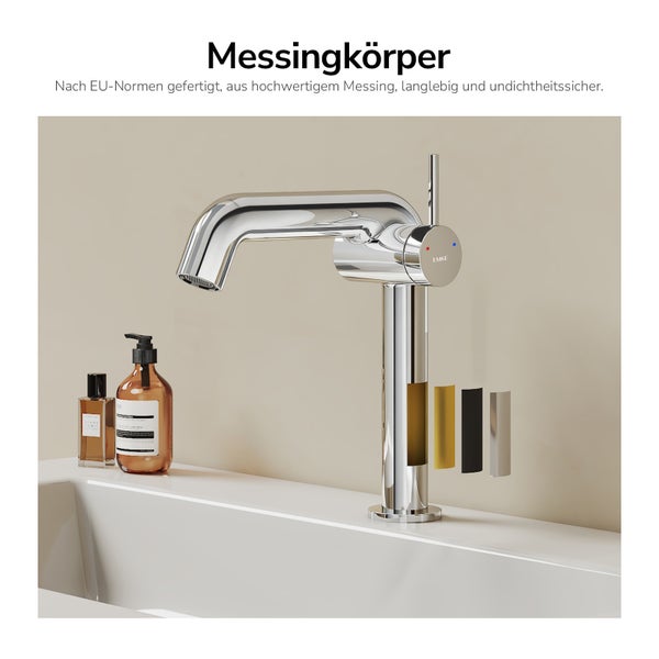 Emke Einhebelmischer Waschtischarmatur aus Messing im Badezimmer