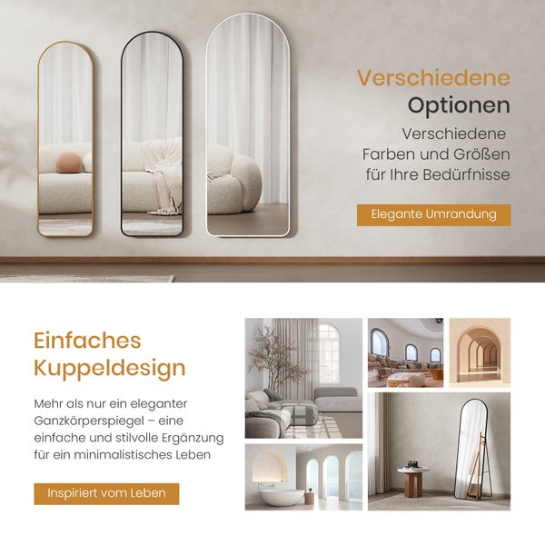 EMKE Standspiegel 140 x 40 cm, Schwarz, 5 mm Kupferfreier & Gehärteter HD-Spiegel, Wandmontage und Bodenstehend, Mit Schwarzem Stützrahmen, Ideal für Ankleidezimmer und Schlafzimmer