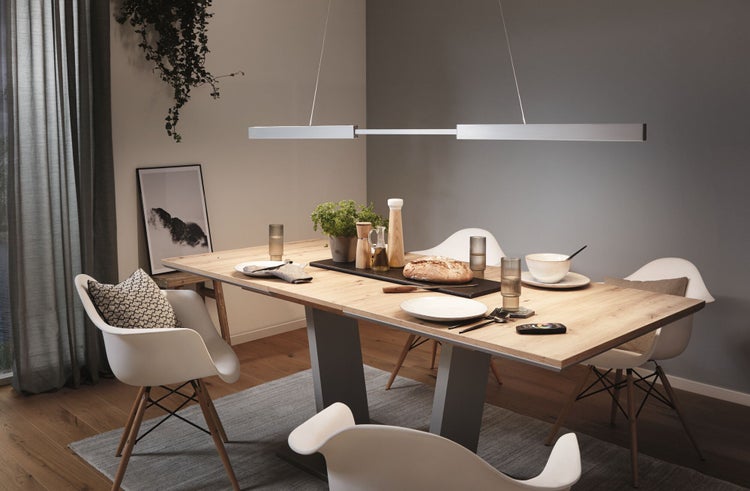 LED Pendelleuchte Smart Home Zigbee 3.0 Aptare 2700K dimmbar 2050lm / 2050lm 2x18W Alu gebürstet