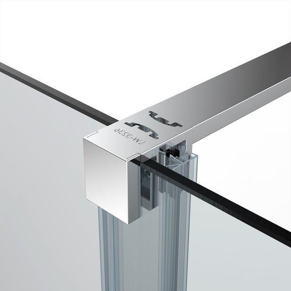 EMKE Eckdusche Duschkabine, 1400 x 1000 mm, Schiebetür, 195 cm, Chrom, 8 mm ESG-Sicherheitsglas mit Nano-Beschichtung