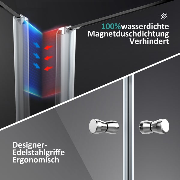 EMKE Duschkabine Eckeinstieg Dusche Duschabtrennung mit 5 mm NANO-Glas, 90x100cm, 185cm Höhe