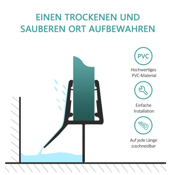 Duschdichtung für 4 bis 6 Millimeter Glasstärke mit einer Profilhöhe von 13 Millimeter und einer Lippenlänge von 15 Millimeter.