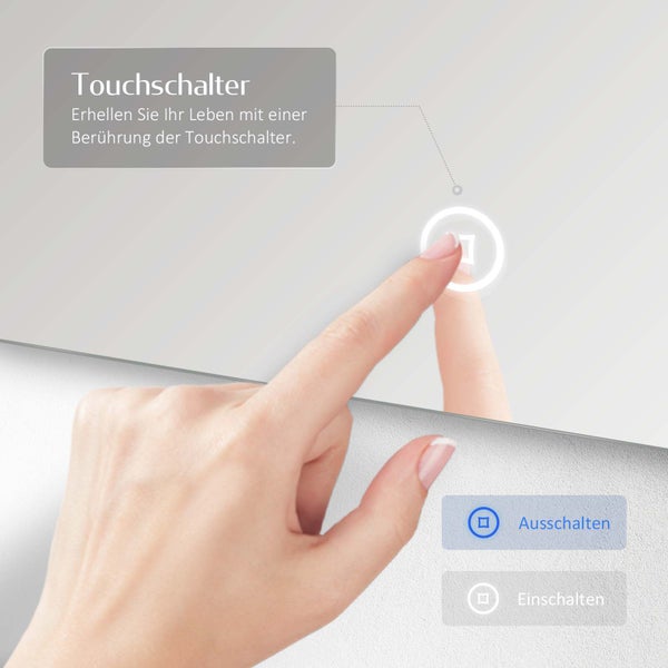 Bedienung eines Touchschalters an einem Spiegel