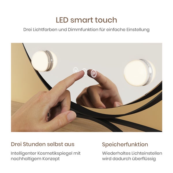 Kosmetikspiegel mit LED-Beleuchtung und Touch-Funktion in Bedienung